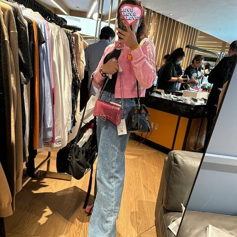 BALENCIAGA 沙漏粉肩背斜背包 19.5*13*5 98新配件 塵袋 吊牌