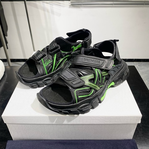 【100%NEW】Balenciaga 巴黎世家 Track 運動鞋 沙灘涼鞋 拼色 黑綠色