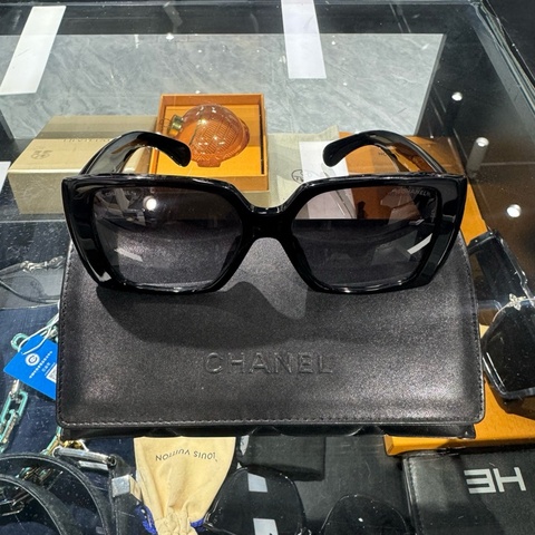 Chanel香奈兒 編織拉絲logo 方框墨鏡 Sunglasses 太陽鏡