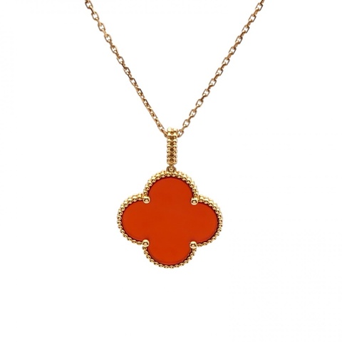 VAN CLEEF&ARPELS MagicAlhambra大號單花長項鏈18K黃金/紅玉髓