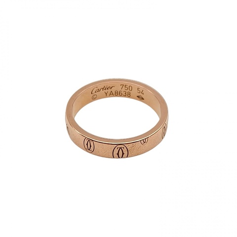 CARTIER 18K玫瑰金品牌標識18K金色戒指54