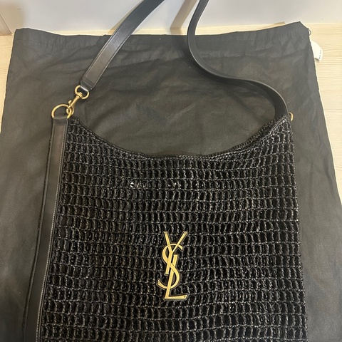 Saint Laurent 拉菲草編織包｜全新未使用｜黑色經典款｜法式度假風精品✨