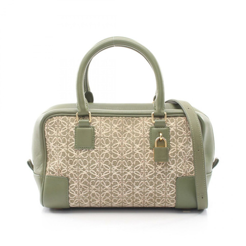 LOEWE Amazon 23 Repeat 2Way 單肩手提包 帆布 皮革 卡其色 白色 二手