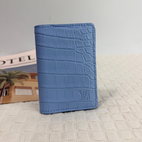 LV 鱷魚皮拼羊皮內裏直立式卡夾