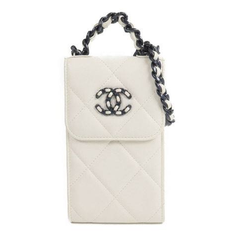 CHANEL 羊皮皮革19 Phone Holder with Chain鏈帶手挽肩背兩用袋
