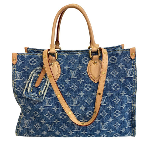 路易威登 M46871 OnTheGo MM 兩用單肩包 Monogram 牛仔布手提包 藍色