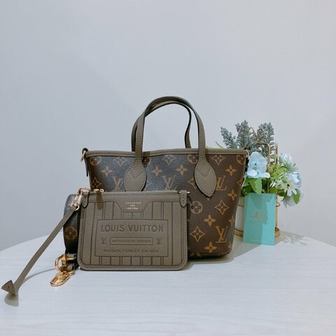 TK2078	路易威登 手提包 Louis Vuitton Monogram Neverfull  Bandouliere inside Out BB  Brown X Gray #NFC