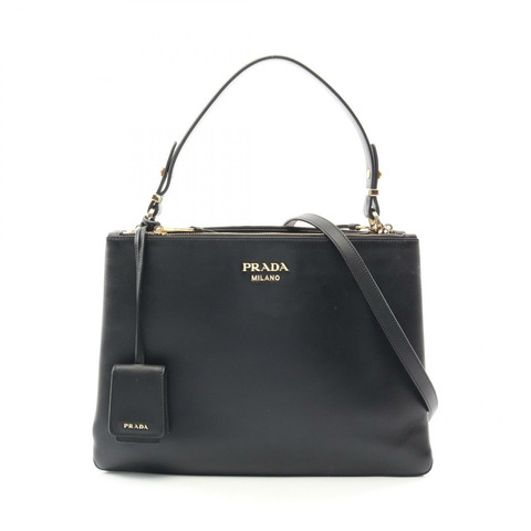 PRADA NEW CALF 肩斜背包手提包 1BA233 黑色皮革 二手