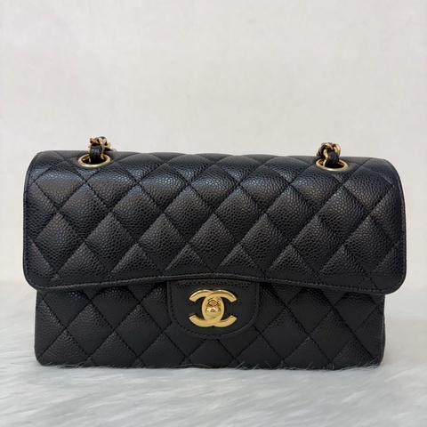 CHANEL A01113 黑色荔枝皮金扣 CF 23 口蓋包 斜背包 斜挎包 側背包
