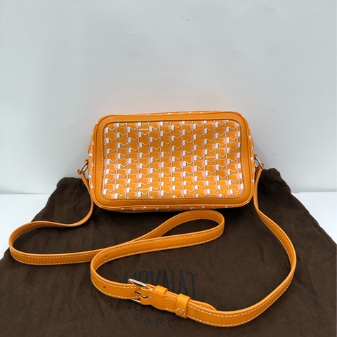 Moynat 莫奈相機包,橘色菱格紋款, 尺寸22*14*6.5cm