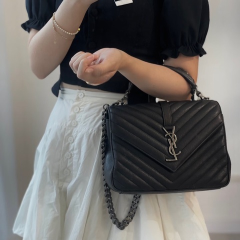#全網最便宜 YSL College 中號 黑銀