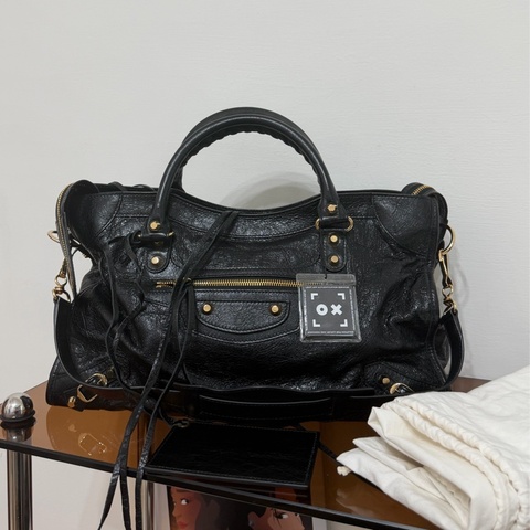 #成色漂亮 Balenciaga City 機車包中號 黑金