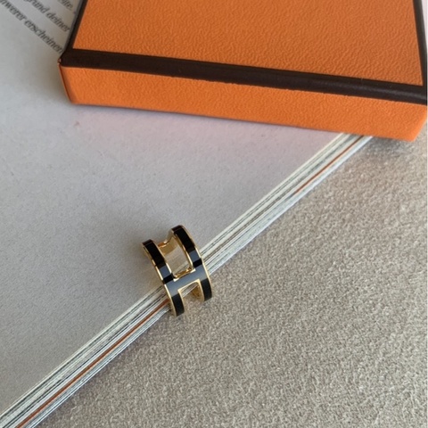 全新愛馬仕Hermes Pop H耳骨夾 黑金