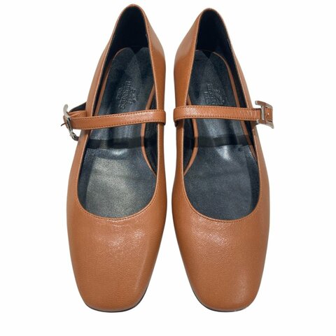 HERMES 愛馬仕 H242047Z 1W400 JANE BALLET FLAT 珍妮鞋 皮革 金棕色 銀釦
