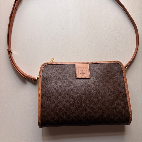 中古 思琳 Celine Macadam Clutch 凱旋門老花斜背包
