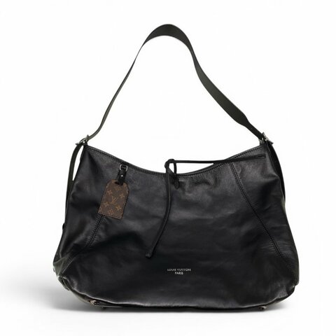 LOUIS VUITTON 路易威登 M25143 CARRYALL VIBE MM 肩背包 皮革 黑色 銀釦