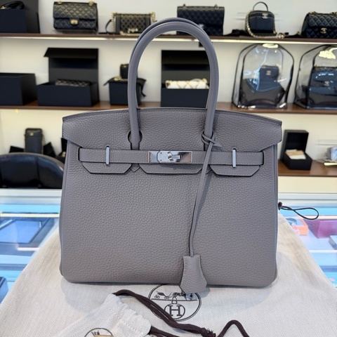 ✨99新Hermes 愛馬仕 Birkin30 手提包銀河灰 M8銀扣 D刻 附件：塵袋鎖具