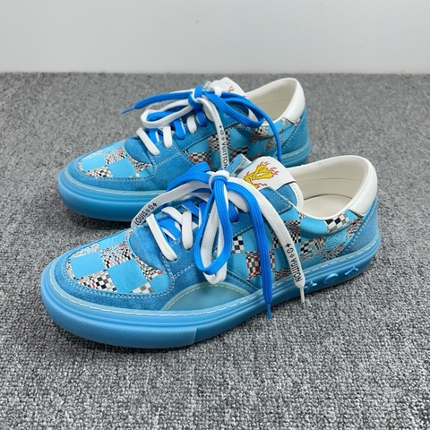 Louis Vuitton 路易威登 LV ollie 絲綢棋盤格休閒板鞋 藍色 40碼