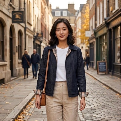 BURBERRY 倫敦 經典格紋牛仔外套