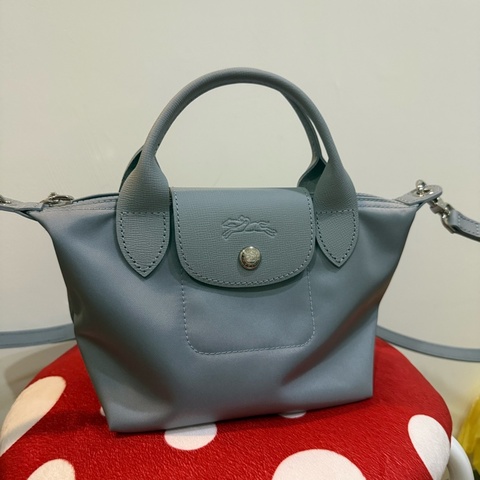 LONGCHAMP XS 尼龍迷你水餃包 手提包 斜背包 霧灰色