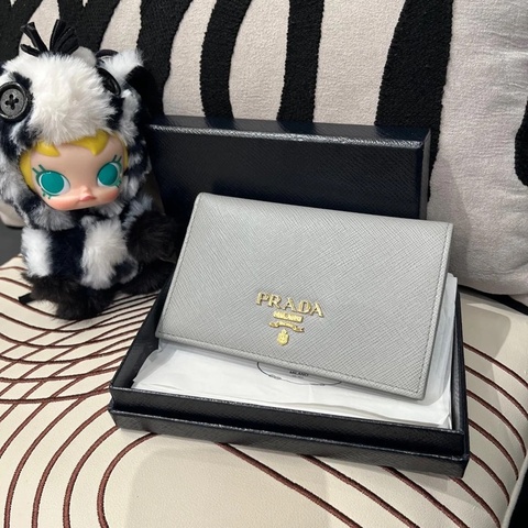 Prada wallet Grey Saffiano Leather銀包