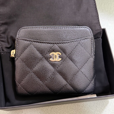 Chanel 吐司零錢包 黑金荔枝皮