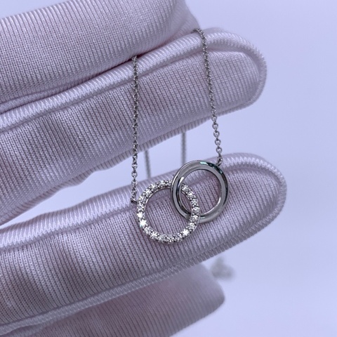 Tiffany/蒂芙尼TIFFANY CHARMA 系列18k白金項鍊女款 鑲鑽設計 鍊子長度約40cm