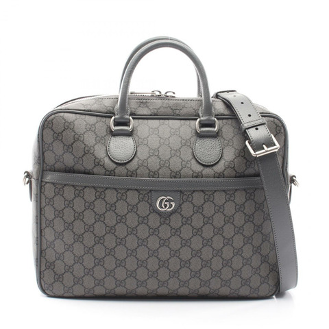 GUCCI Ophidia GG Supreme 中型公事包/單肩包 792116 帆布 灰色 二手