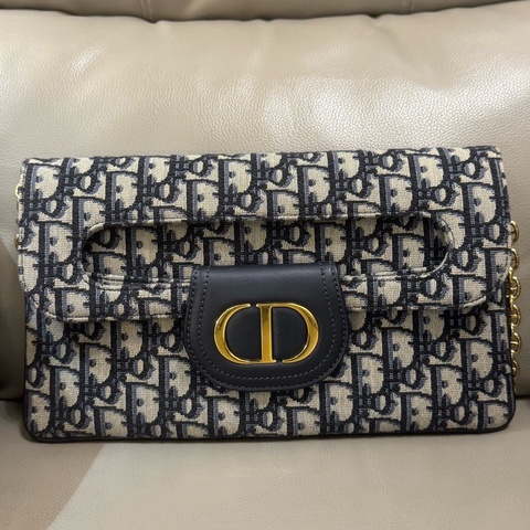 Dior 迪奧 double 老花 翻蓋 手拿包 鏈條包  底長28 編碼21年