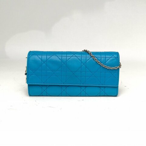 DIOR 蓝色羊皮银扣2013链条WOC肩背包