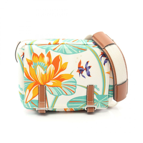 LOEWE× PAULA'S IBIZA 水仙花肩斜背包 帆布皮革 白色 二手