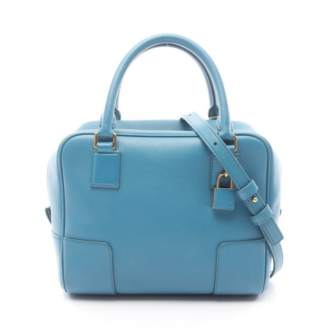 LOEWE Amazona 19 方形單肩斜背包 皮革 藍色 二手 女士
