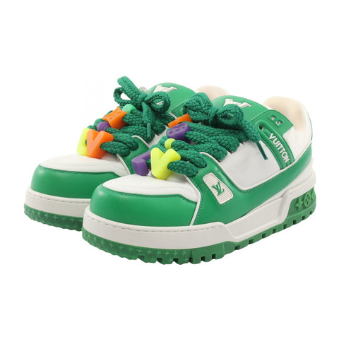路易威登 LV Trainer Maxi Line 運動鞋，綠色/白色皮革，二手男款 8 碼