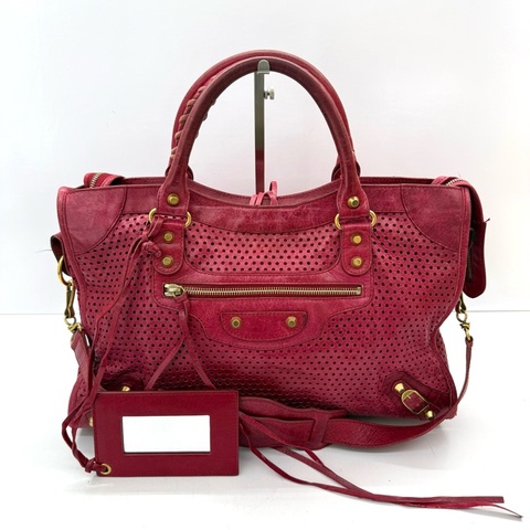 BALENCIAGA 紅色洞洞機車包 PERFORATED CITY 2WAY 115748