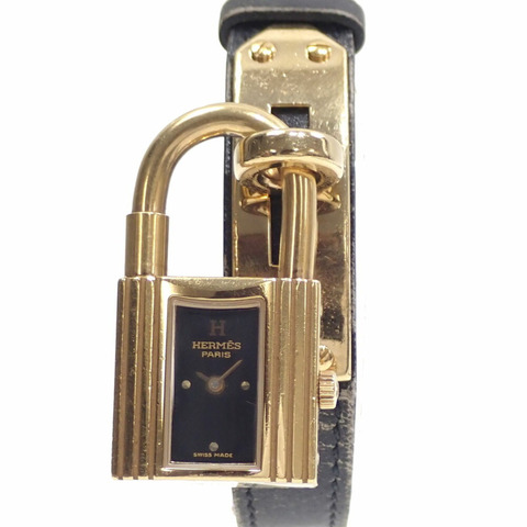 愛馬仕凱莉女士石英腕錶，GP皮錶帶，KT1.210，電池供電，□B印記，約1998年，附掛鎖