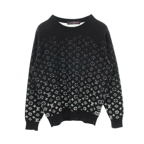 路易威登漸層Monogram圓領毛衣，純棉材質，黑白配色，二手男款，S碼