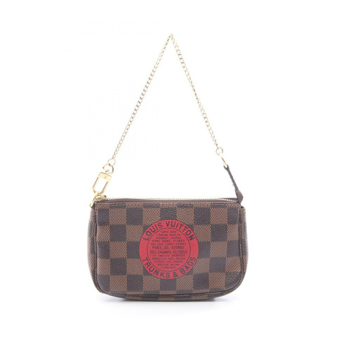 LOUIS VUITTON 迷你 Pochette Accessoires 手提包 N58011 Damier 帆布紅色二手 LV