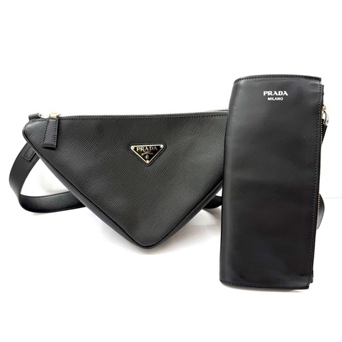 PRADA 普拉達 黑色三合一斜背包 SAFFIANO TRIANGLE TRIPLE 2VH157