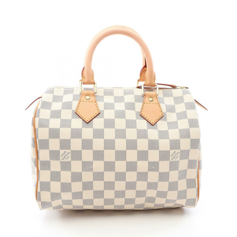 路易威登 Speedy 25 手提包 N41534 Damier Azur 帆布皮革 白色 二手 LV