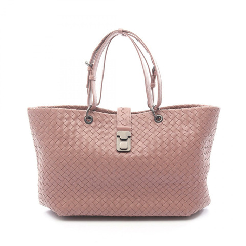 BOTTEGA VENETA Intrecciato Capri Shulder 手提包皮革粉紅二手女式