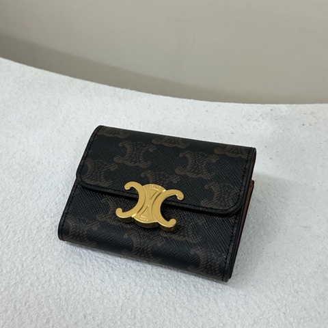 全新 CELINE Triomphe 二合一凱旋門 卡包錢包 棕褐色