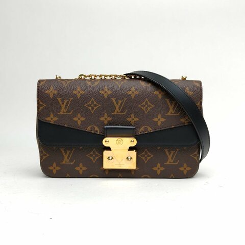 LOUIS VUITTON Marceau邮差包黑色PVC金扣芯片老花肩背包