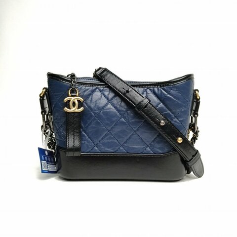 CHANEL GABRIELLE流浪小号拼色牛皮27开金银扣肩背包