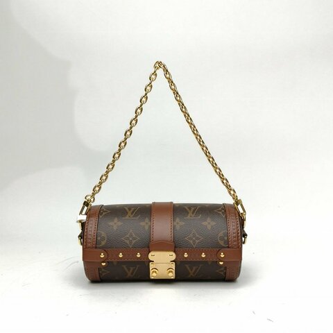 LOUIS VUITTON PAPILLON巴比龙TRUNK链条圆桶包老花PVC芯片肩背包
