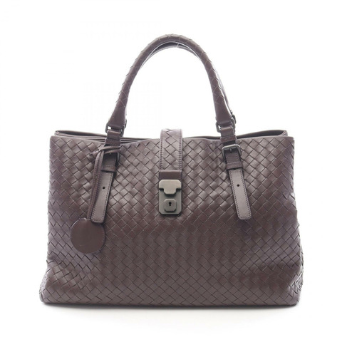 BOTTEGA VENETA Intrecciato Roma 中型手提包，棕色皮革，二手女款