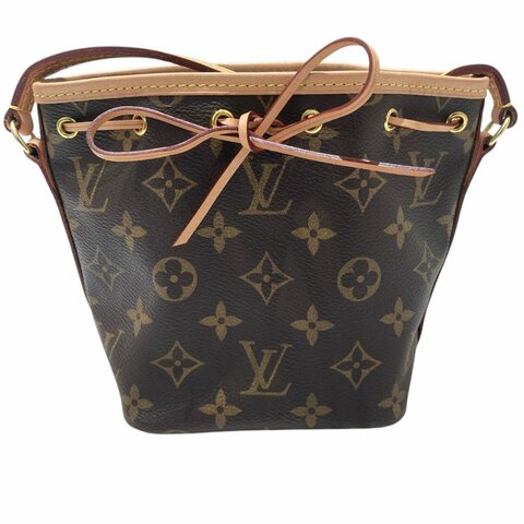 LOUIS VUITTON 路易威登 NANO NOÉ 深棕色 帆布 金扣