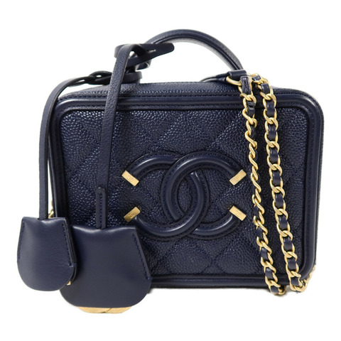CHANEL 牛皮皮革CC Filigree Vanity Case手挽肩背兩用袋