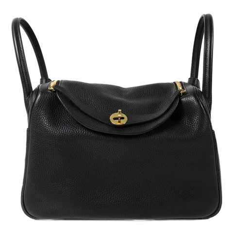 HERMES Clemence皮革Lindy 30手挽肩背兩用袋Noir