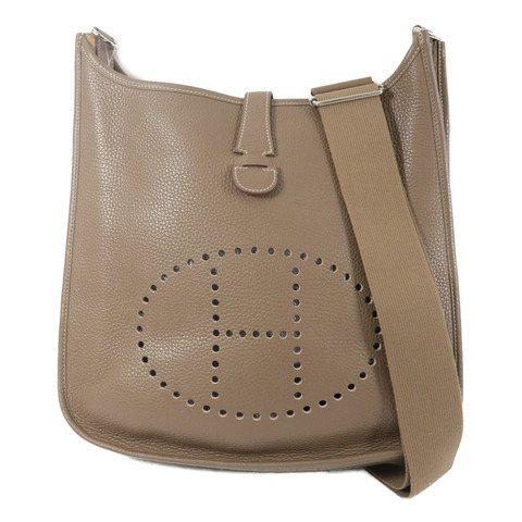 HERMES Clemence皮革Evelyne GM肩背袋Etoupe