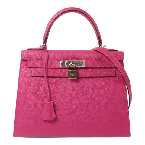 HERMES Epsom皮革Kelly 28手挽肩背兩用袋Rose Purple